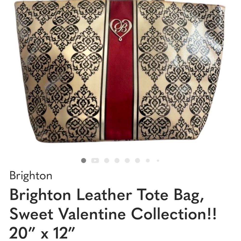 Brighton Black and Cream Tote with Burgundy Accent